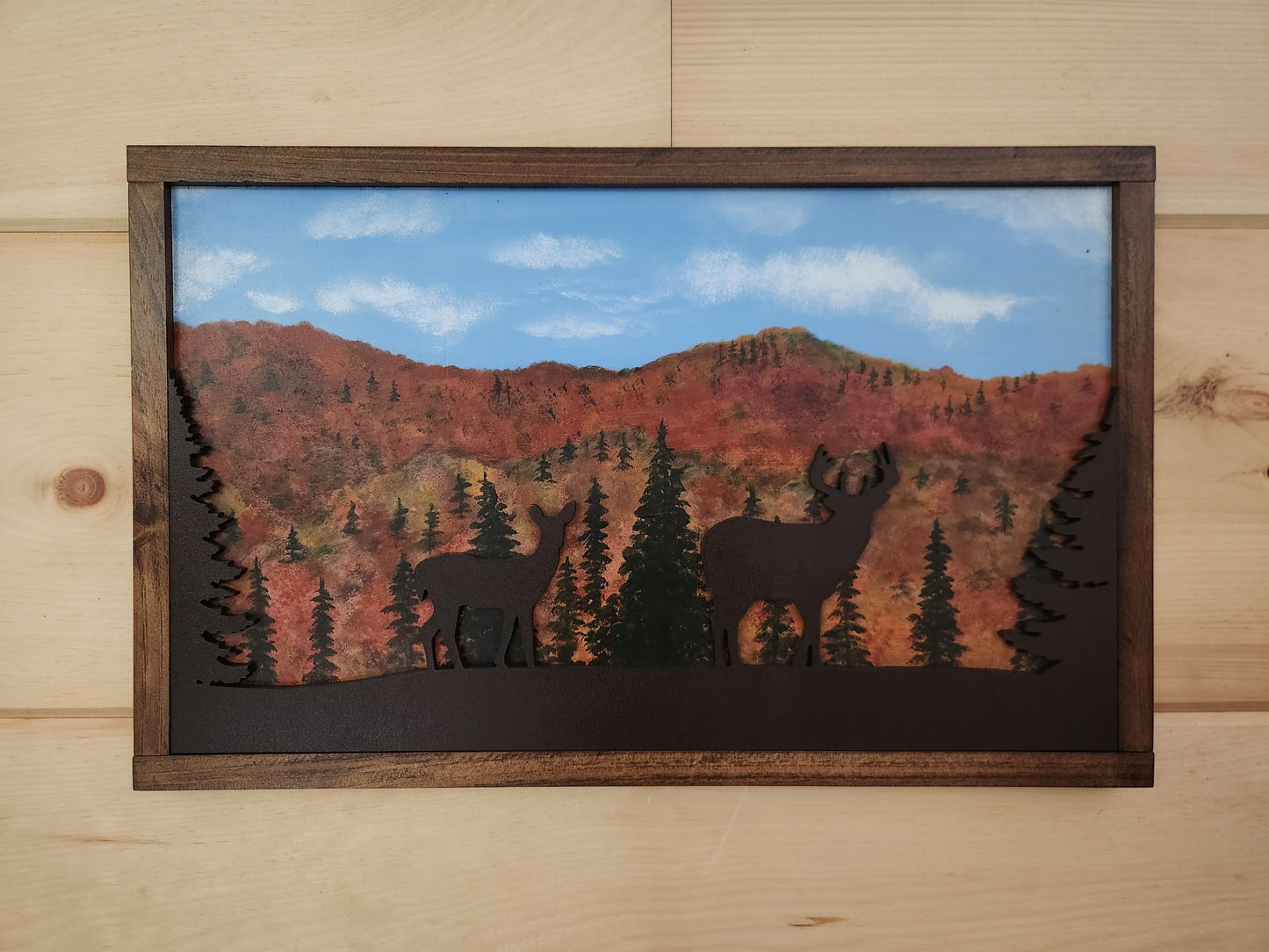 Hand Painted 3D Artwork with Buck and Doe