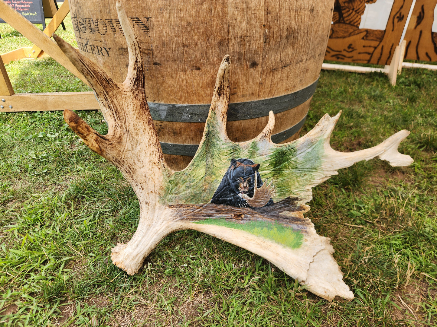 Hand Painted Moose Antler (Bear Scene)