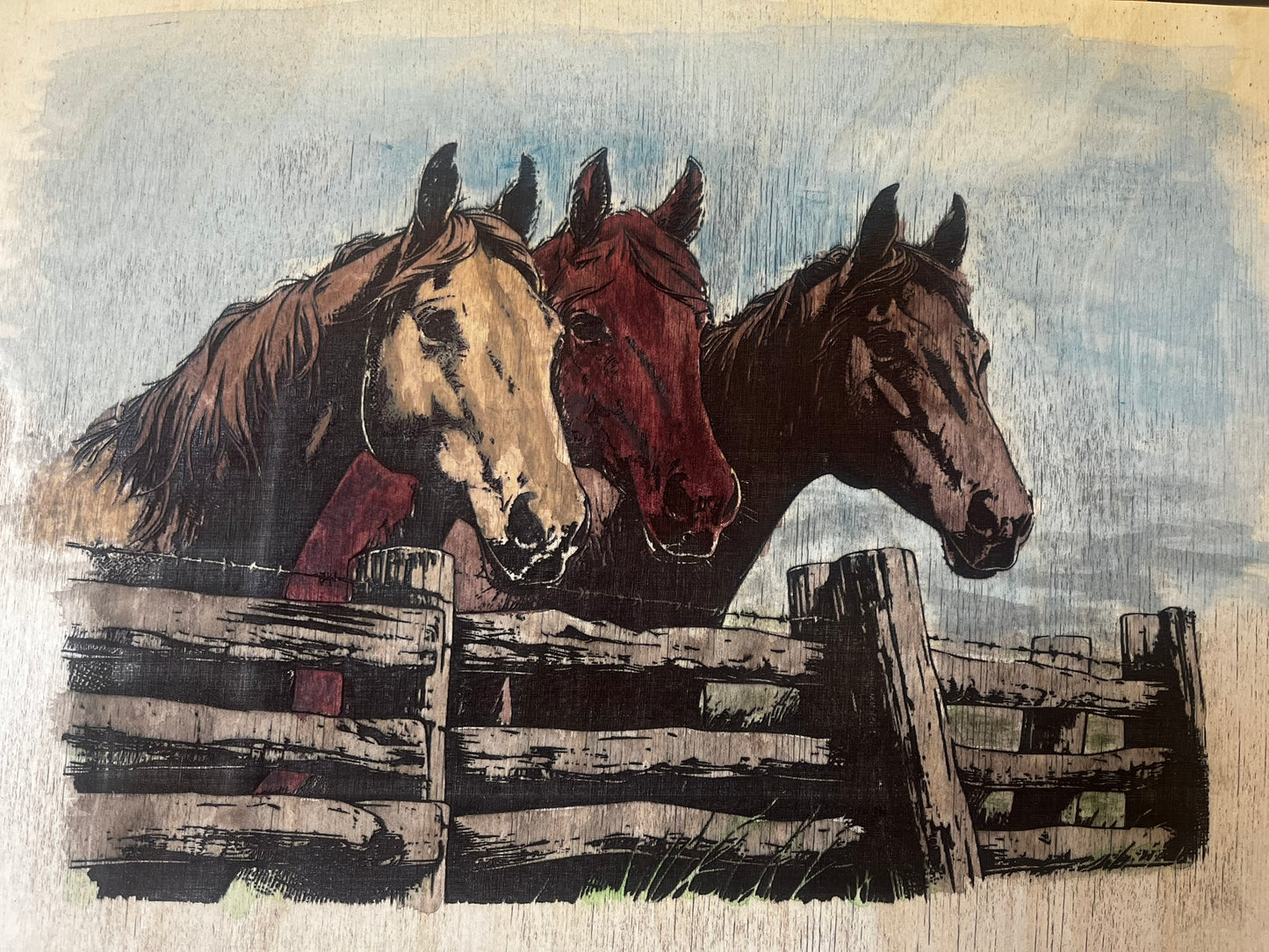 Hand Painted Small Shelf with Hooks or Wine Glass Rack