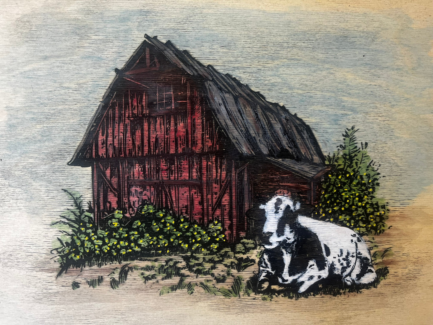 Hand Painted Small Shelf with Hooks or Wine Glass Rack