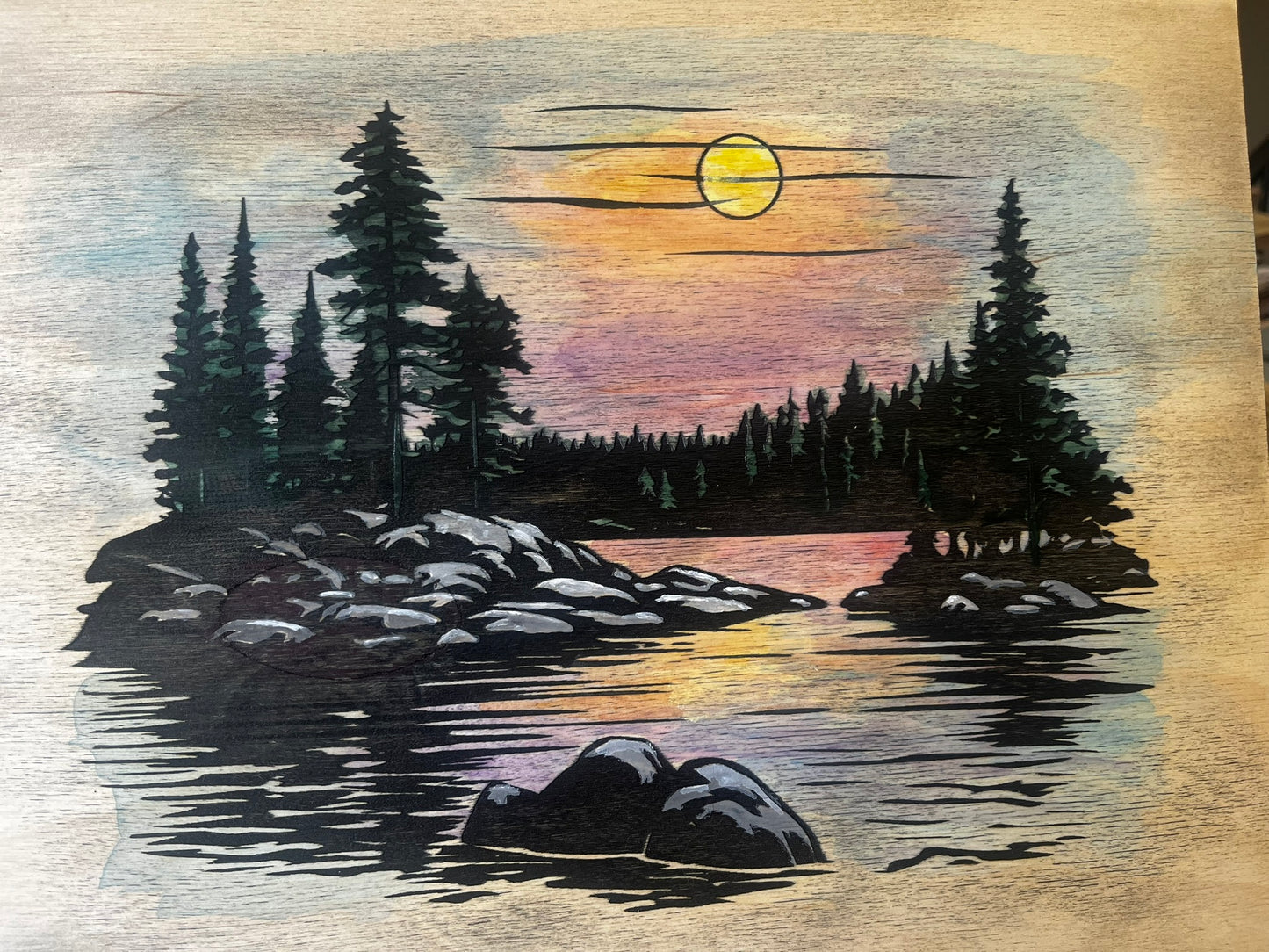 Hand Painted Small Shelf with Hooks or Wine Glass Rack