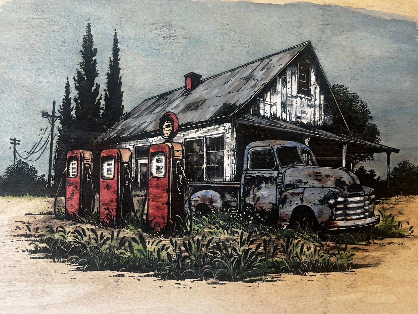 Hand Painted Small Shelf with Hooks or Wine Glass Rack