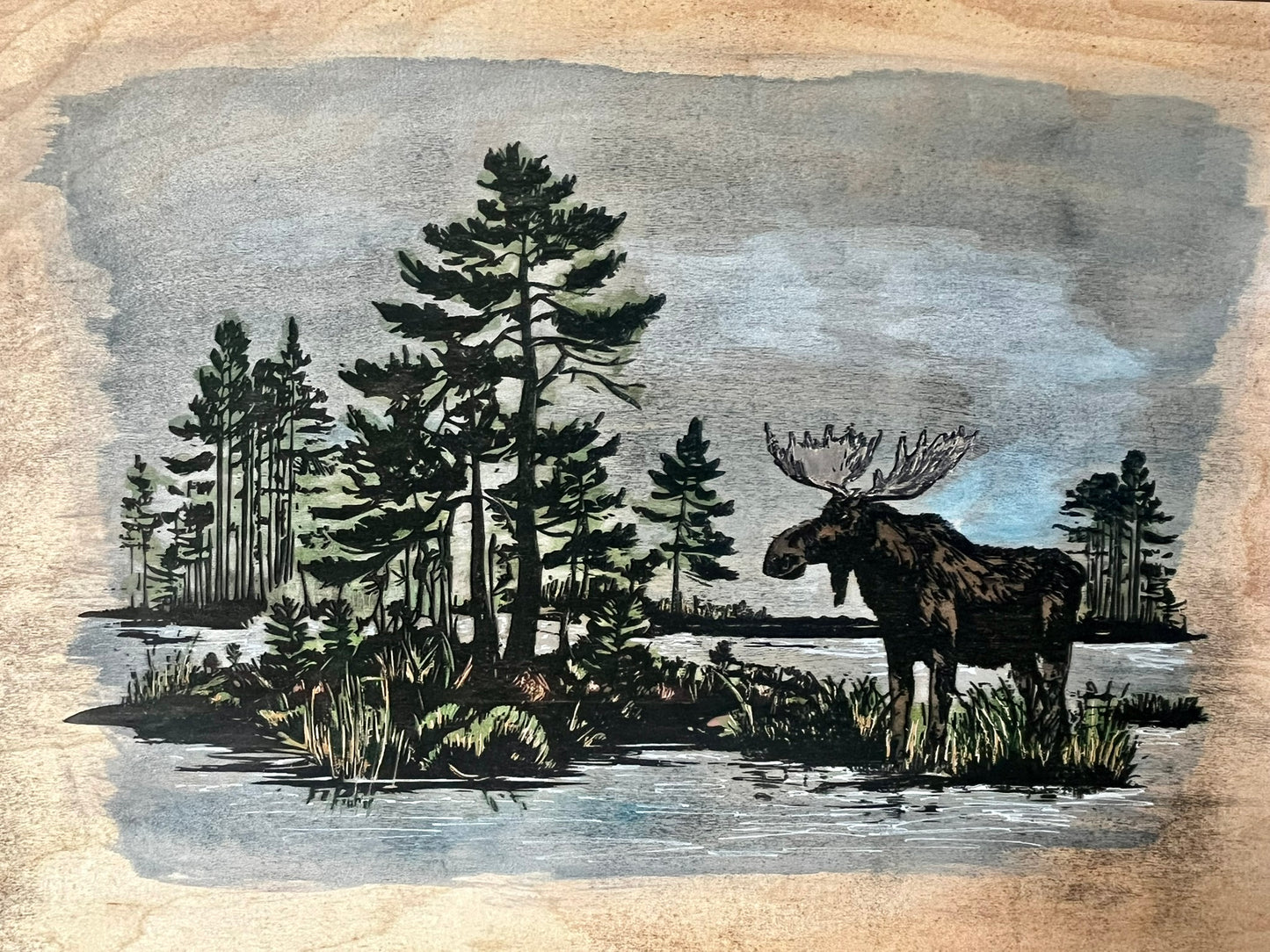 Hand Painted Small Shelf with Hooks or Wine Glass Rack